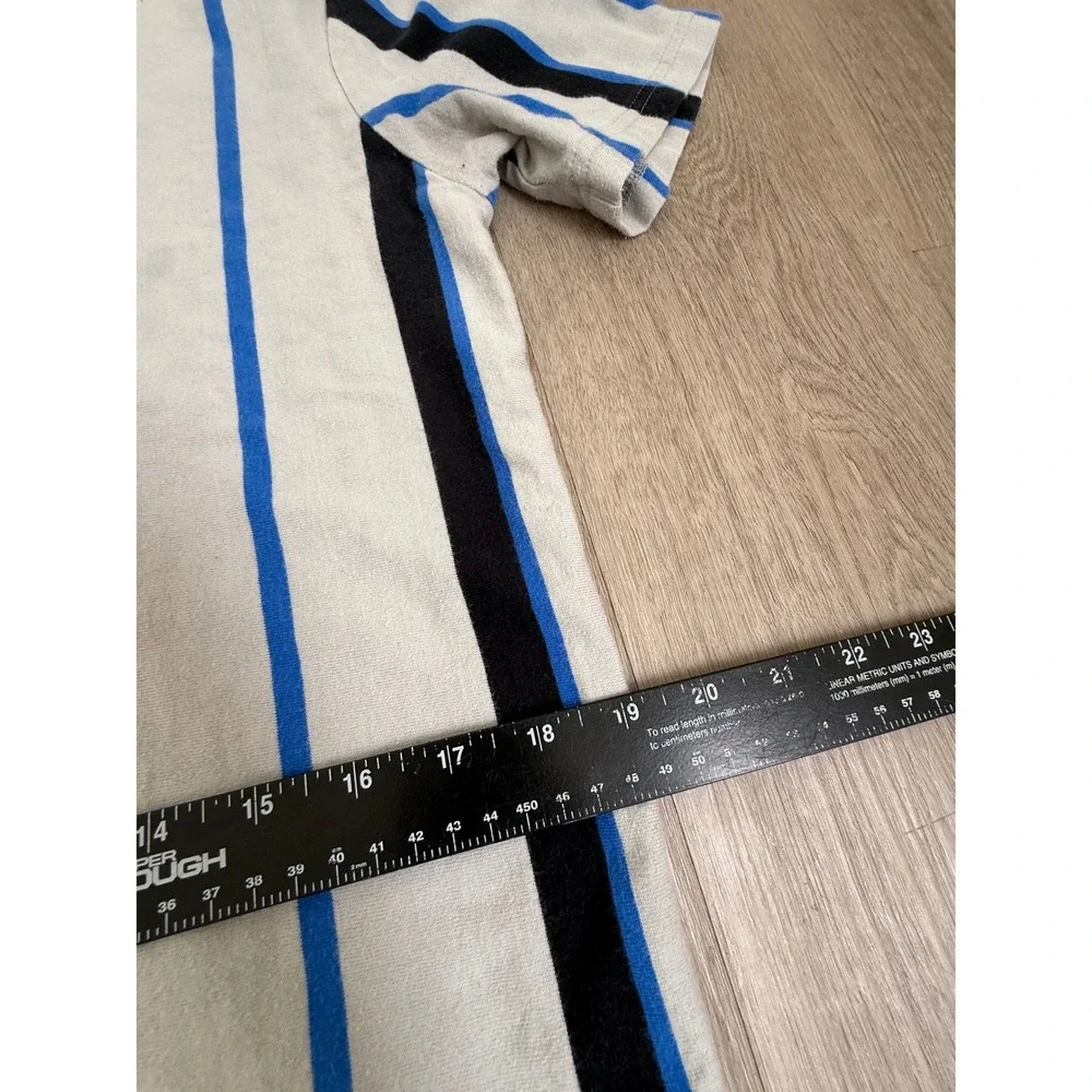 HUF Mens Vertical Stripe Triple Triangle Logo T-Shirt Grey Blue Black Size M